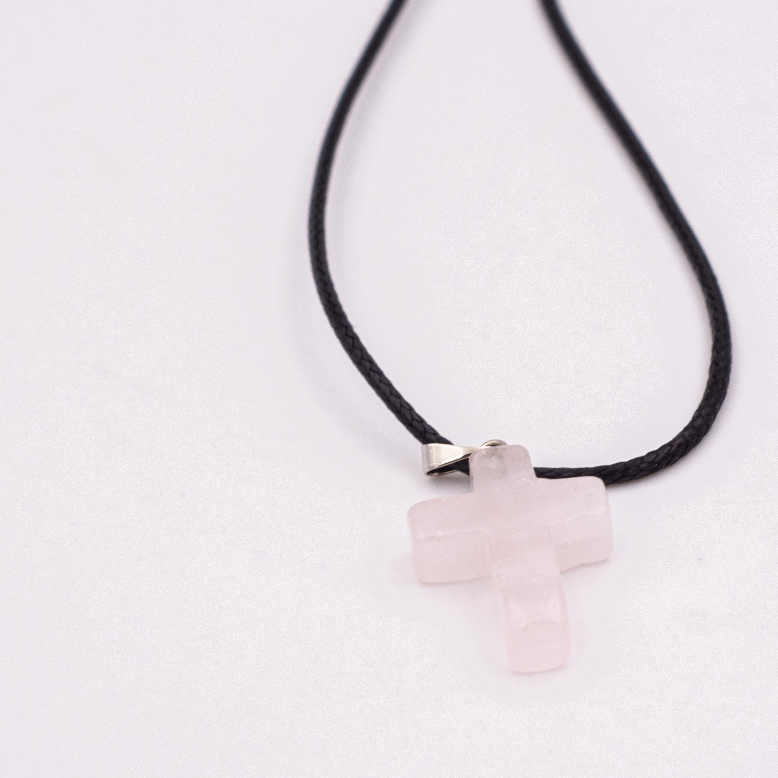 Colgante cruz cuarzo rosa