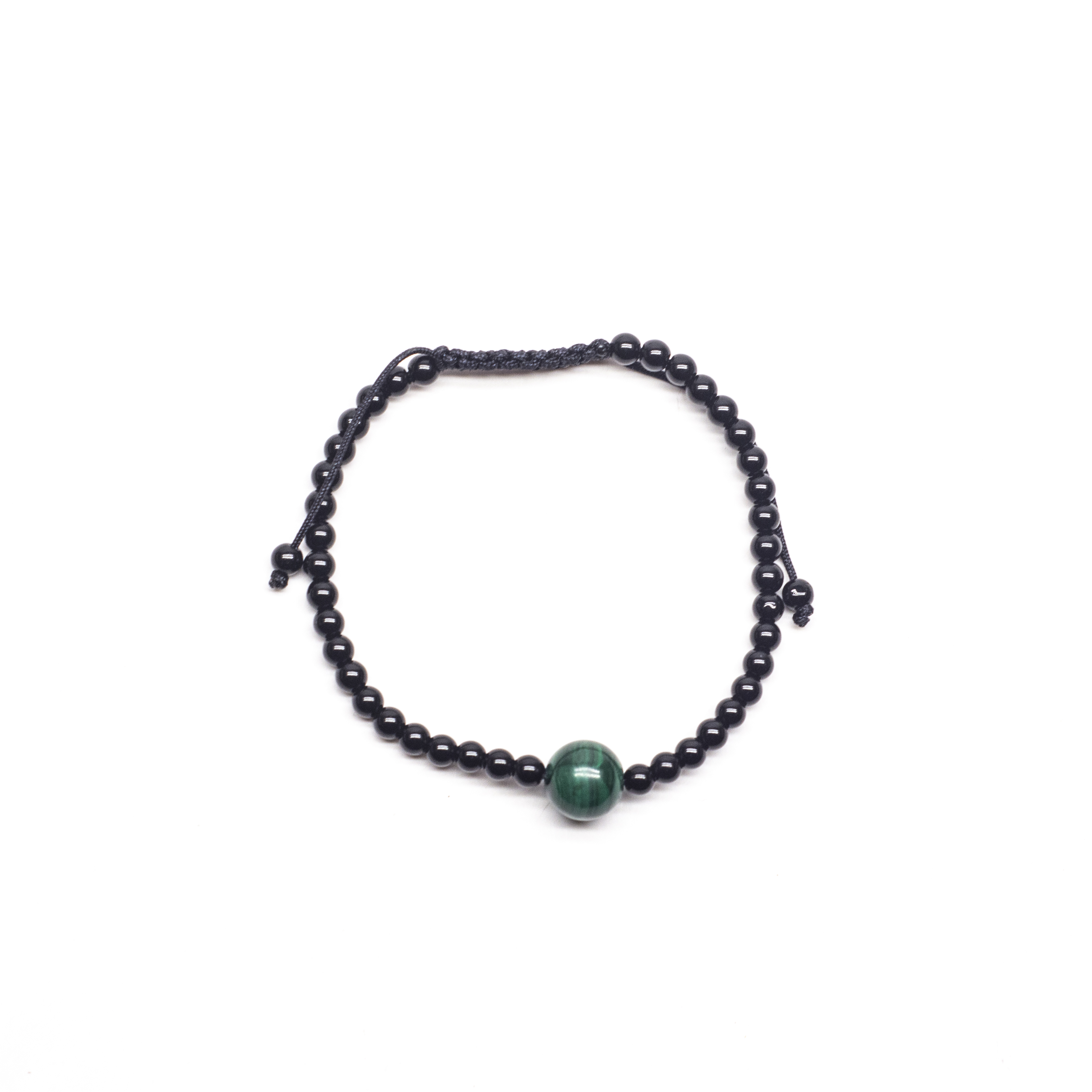 Pulsera tibetana malaquita y obsidiana