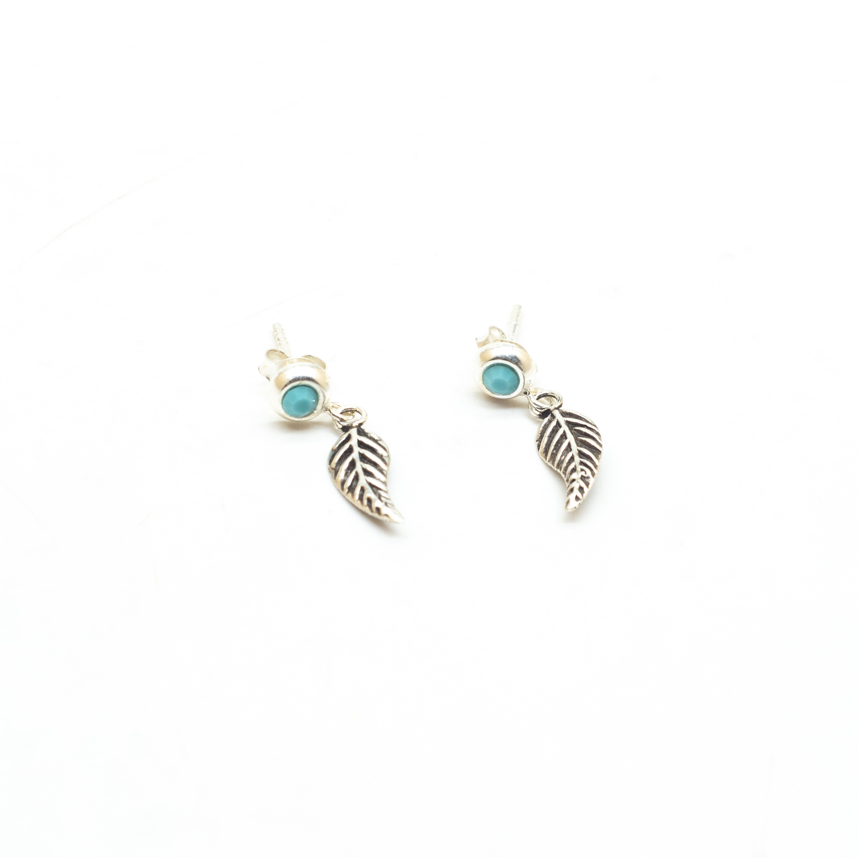 Pendientes aguamarina pluma